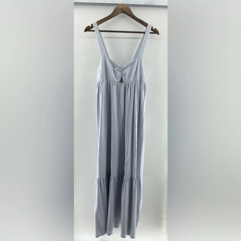 NWT Light Blue Zara Keyhole Gathered Flattering Front Women’s Large - Picture 2 of 9